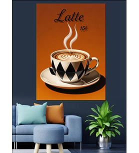 Latte Kahve Fincan Sanatı Dekoratif Kanvas - Mdf Ahşap Tablo