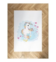 MEKTA HOME BEBEK VE ÇOCUK ODASI Kalpli Unicorn Desenli Halı