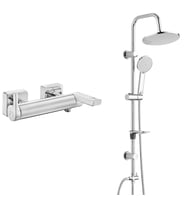 ECA İcon Banyo Bataryası+T-MAY Banyo Lidya Oval Tepe Duş Takımı Seti Paslanmaz K (Krom)