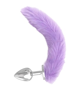 Paslanmaz Çelik Lila Uzun Kedi Kuyruklu Pürüzsüz Silver Fox Tail Metal anl Butt tıkac