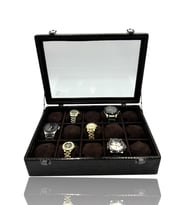 Diji 15'li Saat Kutusu Saat Çantası Timsah Kahve (Kahverengi)
