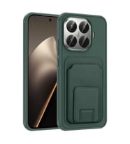 Xiaomi 15T Pro Kılıf Deri Dokulu ve Kartlıklı BiKart TPU Premium Kapak (Koyu Yeşil)