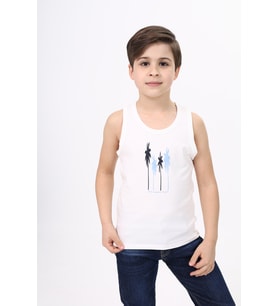 Toontoy Erkek Çocuk Baskılı Atlet (Ekru)
