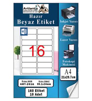 A4 Hazır Etiket 99.1x34 mm 10 Sayfa 1 Paket Kendinden Yapışkanlı Fotokopi Lazer İnkjet Kağıdı Yazıcılar İçin Uyumlu (Beyaz)
