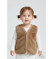 Welsoft Kız Bebek Çocuk Çıtçıtlı Yelek  Yumuşak Dokulu,Ayıcık Armalı,Peluş Bebek Yeleği  6-36 Ay (Kahverengi)