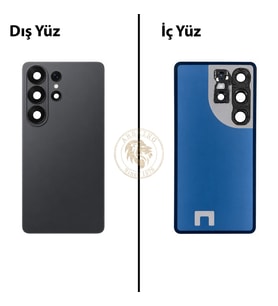 Samsung Galaxy S26 Ultra Siyah Renk Lensli Arka Kapak Arka Cam Batarya Kapağı Pil Kapağı Lazer Kesim Back Cover Galaxy S26 Ultra Uyumlu