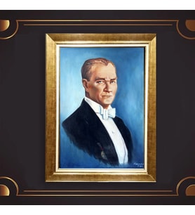 Özel Seri Paspartulu Çerçeveli Atatürk Tablo l692 (Gold)