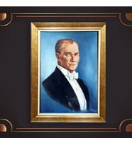 Özel Seri Paspartulu Çerçeveli Atatürk Tablo l692 (Gold)