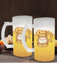BK Gift Kişiye Özel İsimli 2’li Buzlu Cam Bira Bardağı 50cl-108 (Beyaz)