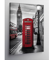 Kanvas Tablo Big Ben Ve Kırmızı Telefon Kulübesi