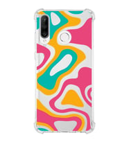 PrintiFy Huawei P30 Lite Uyumlu Köşe Korumalı Renkli Desen Tasarımlı Şeffaf Silikon Kılıf