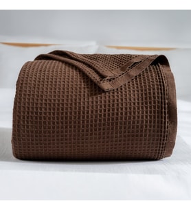 - %100 Pamuk Pike Yatak Örtüsü Waffle Dokuma - Tek Kişilik ve Çift Kişilik 4 Mevsim Dekoratif Hafif Yumuşak Pikeler (Koyu Kahverengi, Çift Kişilik Pike 200x240 cm)