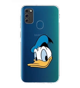 Samsung Galaxy M21  Kamera Korumalı Kapak Donald Duck Tasarımlı  Şeffaf  Kılıf