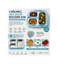 DİYET, BESLENME KABI MZK4003 SIZDIRMAZ KAPAKLI METAL 3 BÖLMELİ LUNCH BOX BE