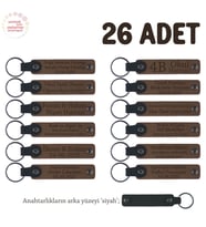 Açık Kahverengi & Siyah, Doğum Yapan Anneye Hediye, İsmine Özel 26'lı Hatıra Anahtarlık Seti