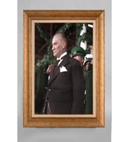 Çerçeveli Paspartulu Atatürk Tablo a680 (Gold)