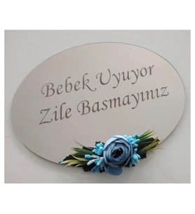 Pleksi Bebek Uyuyor Zile Basmayın Yazılı Pano (Mavi)