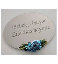 Pleksi Bebek Uyuyor Zile Basmayın Yazılı Pano (Mavi)