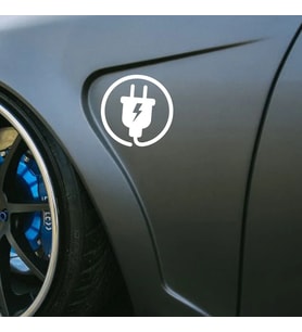Elektirikli Araç Uyarı Sarj Logosu Araba Sticker Etiket 14CM Beyaz Renk