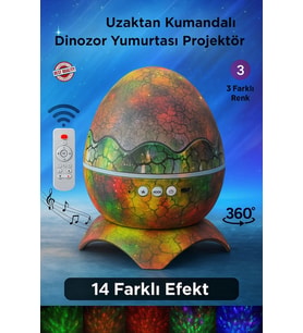 Uzaktan Kumandalı Dinozor Yumurta Galaxy Projektör Bluetooth Hoparlör Sesli Gece Lambası