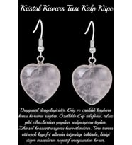 Sertifikalı Kalp Kesim Kristal Kuvars Taşı Doğal Taş Küpe (Çok Renkli)