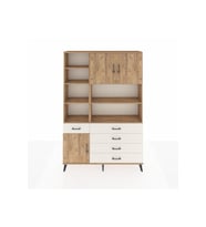 Arges Dolap 9 Raflı 5 Çekmeceli 3 Kapaklı 132x30x195 Çam-Çam/Aytaşı