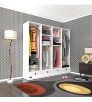 Kenzlife giysi dolabı 4 bölmeli 4 çekmeceli kamil 182*200*42 byz dolap kapaksız