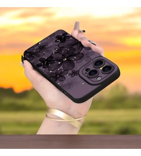 IPHONE 15 Pro  Şık ve Kaliteli Yaprak Desenli  Telefon Kılıfı (Mor)