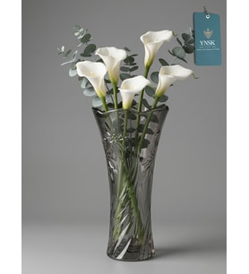 IRIS  Cam Vazo, Masa Dekorasyonu Çiçeklik   22 cm (Gümüş Gri)