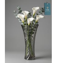 IRIS  Cam Vazo, Masa Dekorasyonu Çiçeklik   22 cm (Gümüş Gri)