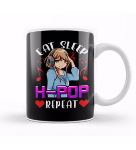 Cute Eat Sleep K Pop Repeat KPop Korean Music Kupa Bardak Porselen