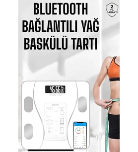 Akıllı Tartı Dijital Baskül Yağ Su Kas Vücut Kitle Kilo Ölçer Tartı