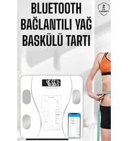 Akıllı Tartı Dijital Baskül Yağ Su Kas Vücut Kitle Kilo Ölçer Tartı