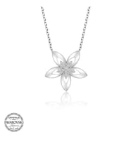 Swarovski Taşlı Gümüş Çiçek Bayan Kolye