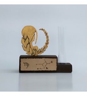 Woodensea Başak Burcu Ahşap Biblo El Yapımı (Kahve - Sarı - Beyaz)