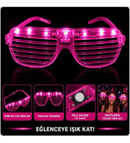 LED Işıklı Panjur Parti Gözlüğü Pembe Renk Gözlük