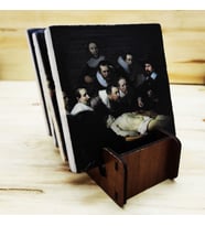 Rembrandt - Doğal Taş Bardak Altlığı 4'lü Set Standlı