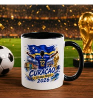 BK Gift Curaçao Taraftar Temalı 2026 Dünya Kupası Tasarımlı Siyah Kupa Bardak