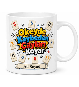 Okey Temalı Komik Baskılı Kupa Bardak Hediye Eğlenceli Oyun Kupası