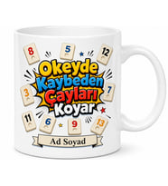 Okey Temalı Komik Baskılı Kupa Bardak Hediye Eğlenceli Oyun Kupası