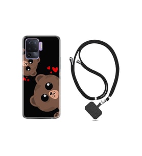 Oppo Reno 5 Lite Kılıf Silikon Desen Boyun Askılı Love Animals 1780