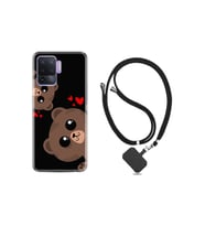 Oppo Reno 5 Lite Kılıf Silikon Desen Boyun Askılı Love Animals 1780