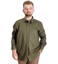 Mode XL Büyük Beden Gömlek Ukol Cep Lycra Poplin 20350 Haki