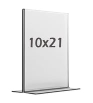 10x21 cm T tipi Dikey Şeffaf Föylük Menü Broşür Etiket Fotoğraflık Masaüstü Stand Sehpa Sunum (Krem)