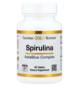 Spirulina, Organic AstaBlue Complex Blend, 60 Tablets - USA Menşei