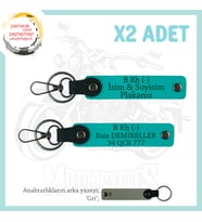 Yol Arkadaşlarına Özel İsim Plaka, B Rh (-) Kan Grubu Yazılı Kişiye Özel x2 Anahtarlık, K Turkuaz-Gr