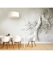 3D Kabartma Tavus Kuşları Duvar Kağıdı