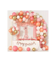 Pembe Tonlarında Rosegoldl U 1 Yaş Balon Zincir Seti