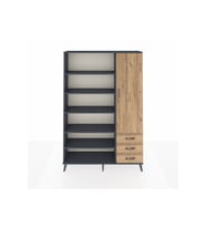Arges Gardrop 9 Raflı 3 Çekmeceli Tek Kapaklı  132x30x195 Antrasit-Çam