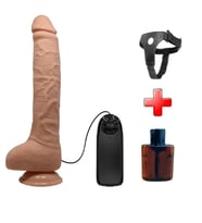 Belden Bağlamalı 28 cm Titreşimli Gerçekçi Kalın Dildo Penis - Dick (Ten)